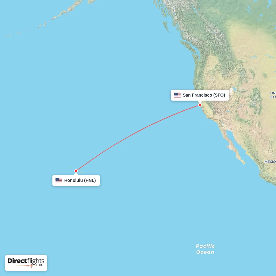 SFO - HNL route map