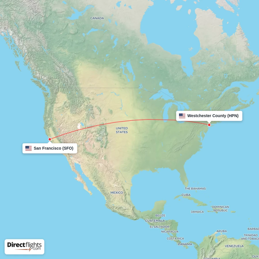 SFO - HPN route map