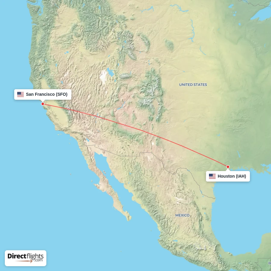 SFO - IAH route map