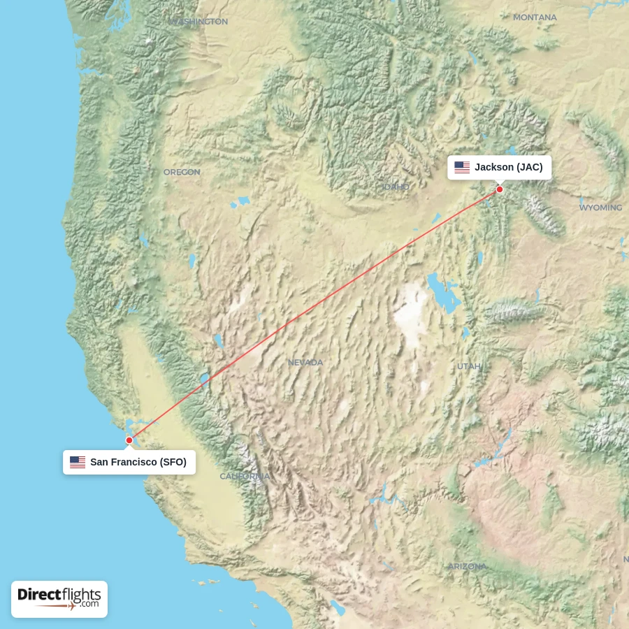 SFO - JAC route map