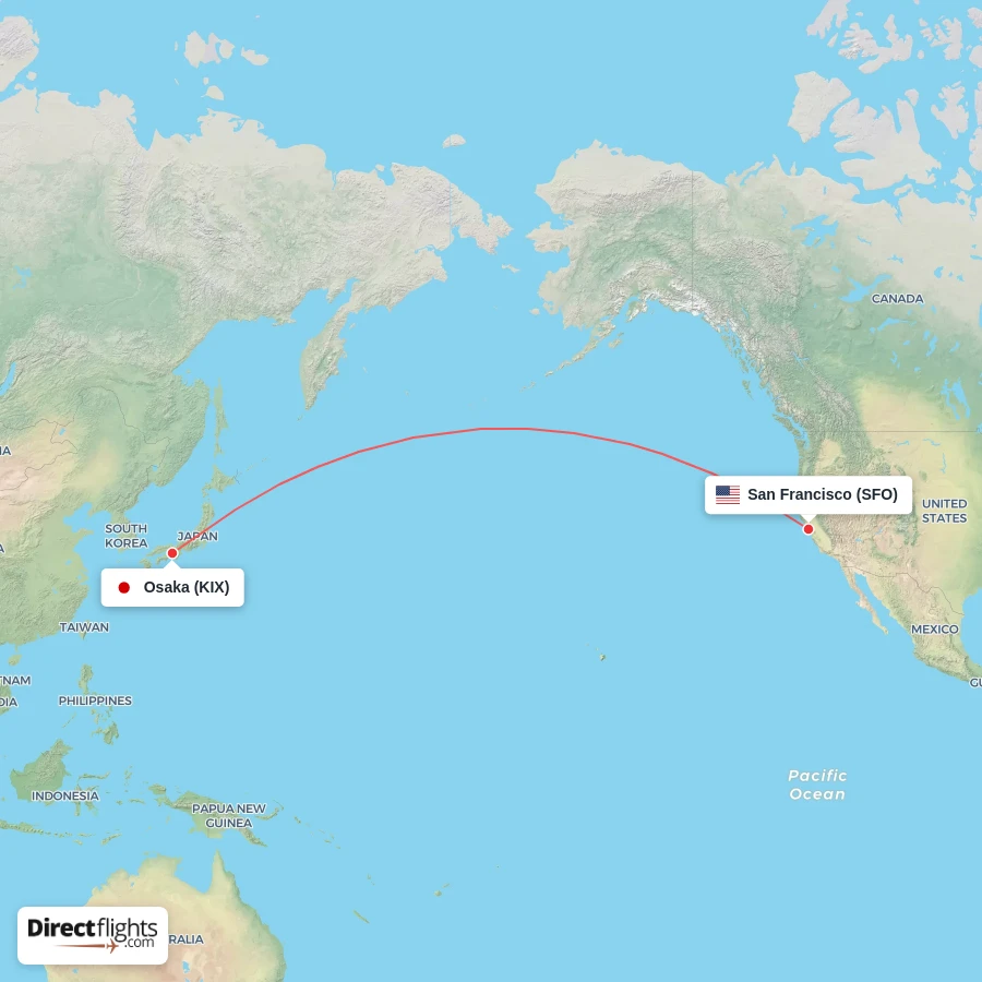 SFO - KIX route map