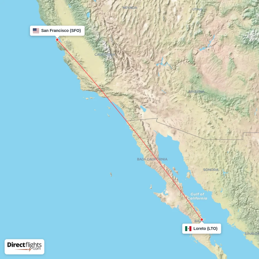 SFO - LTO route map