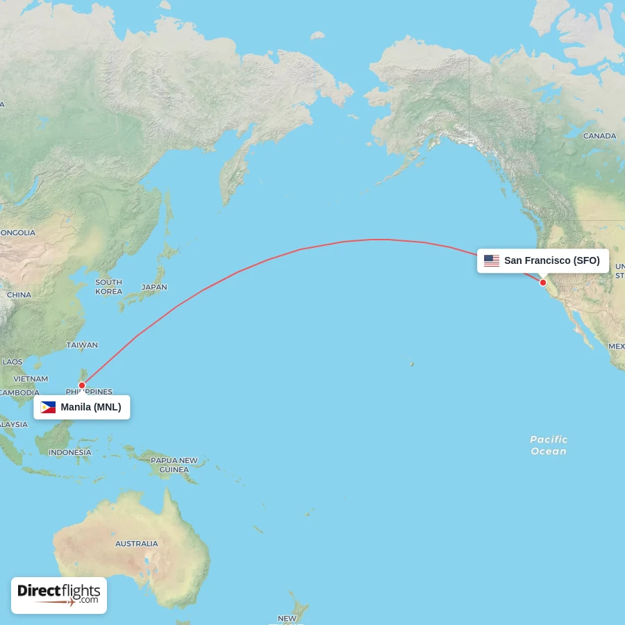 SFO - MNL route map