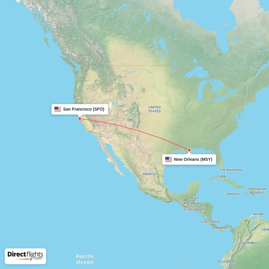 SFO - MSY route map