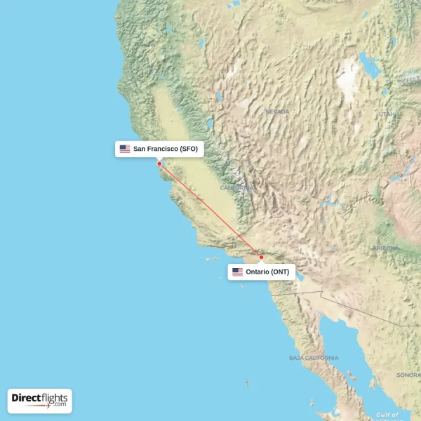 San Francisco - Ontario direct flight map