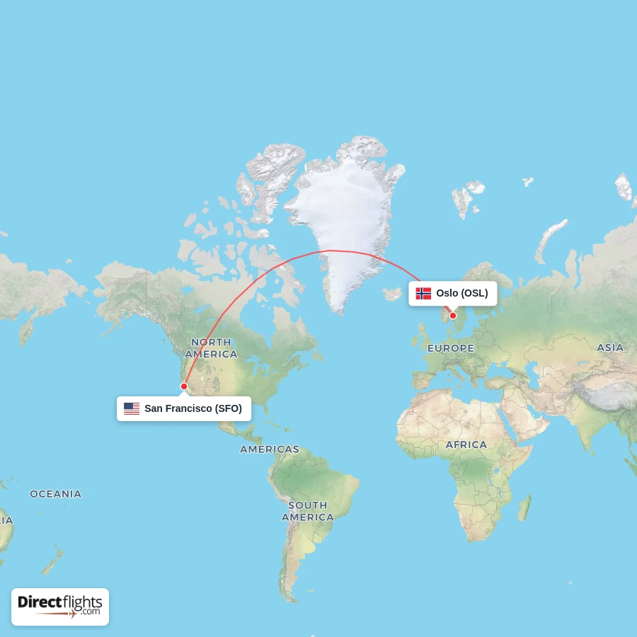 SFO - OSL route map