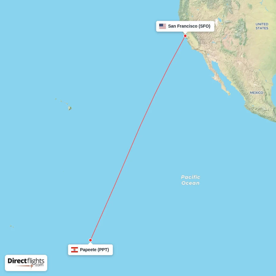 SFO - PPT route map
