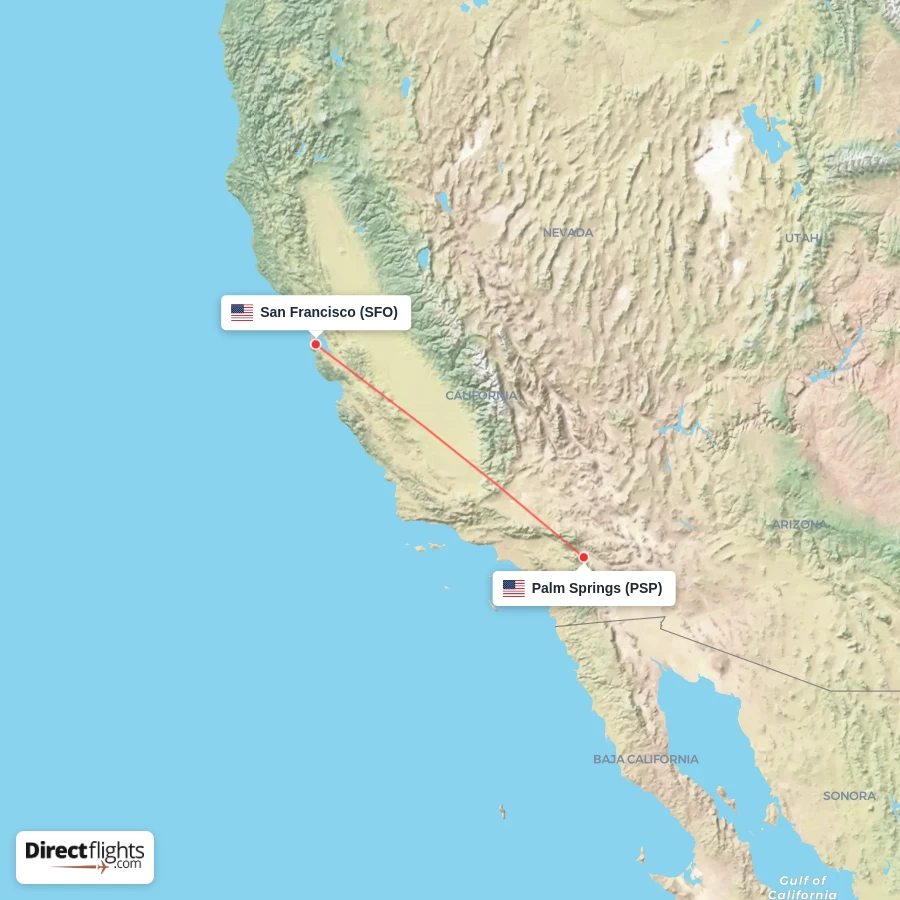 SFO - PSP route map