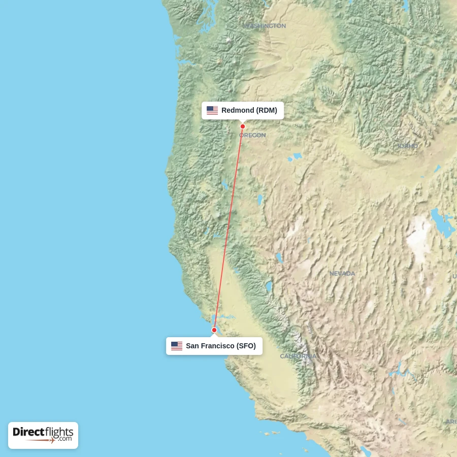 SFO - RDM route map