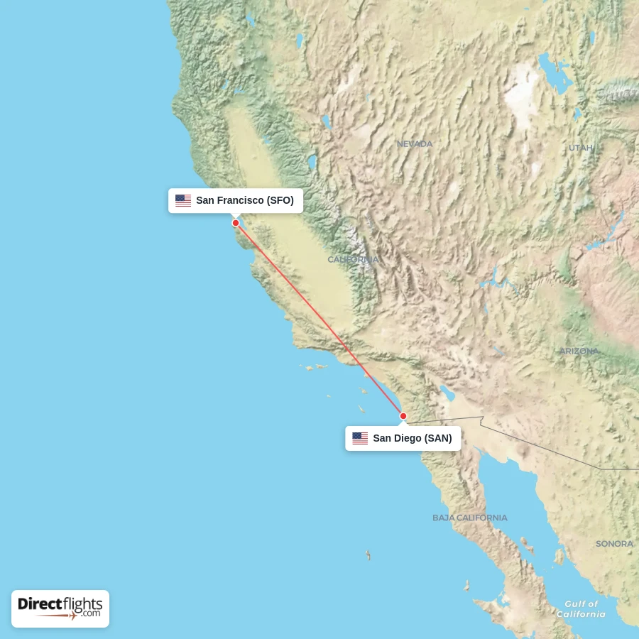 SFO - SAN route map