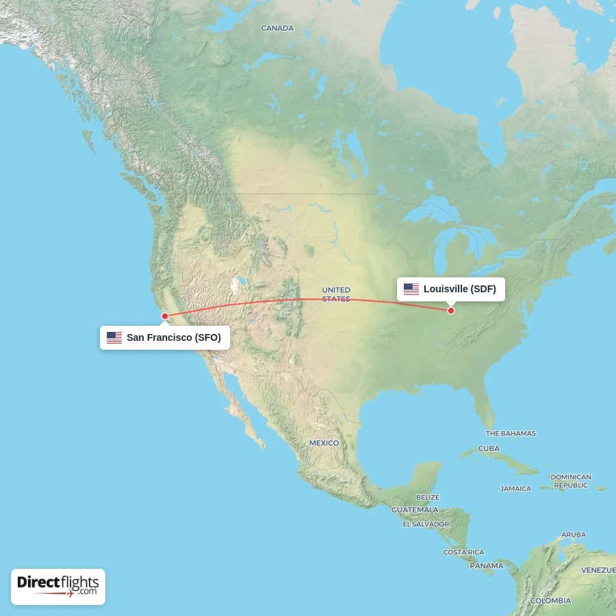 SFO - SDF route map