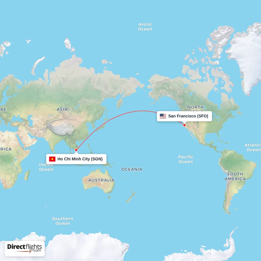 SFO - SGN route map