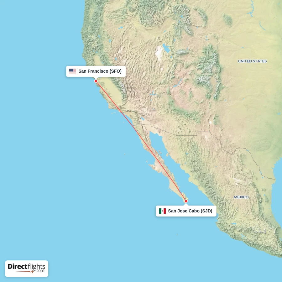 SFO - SJD route map