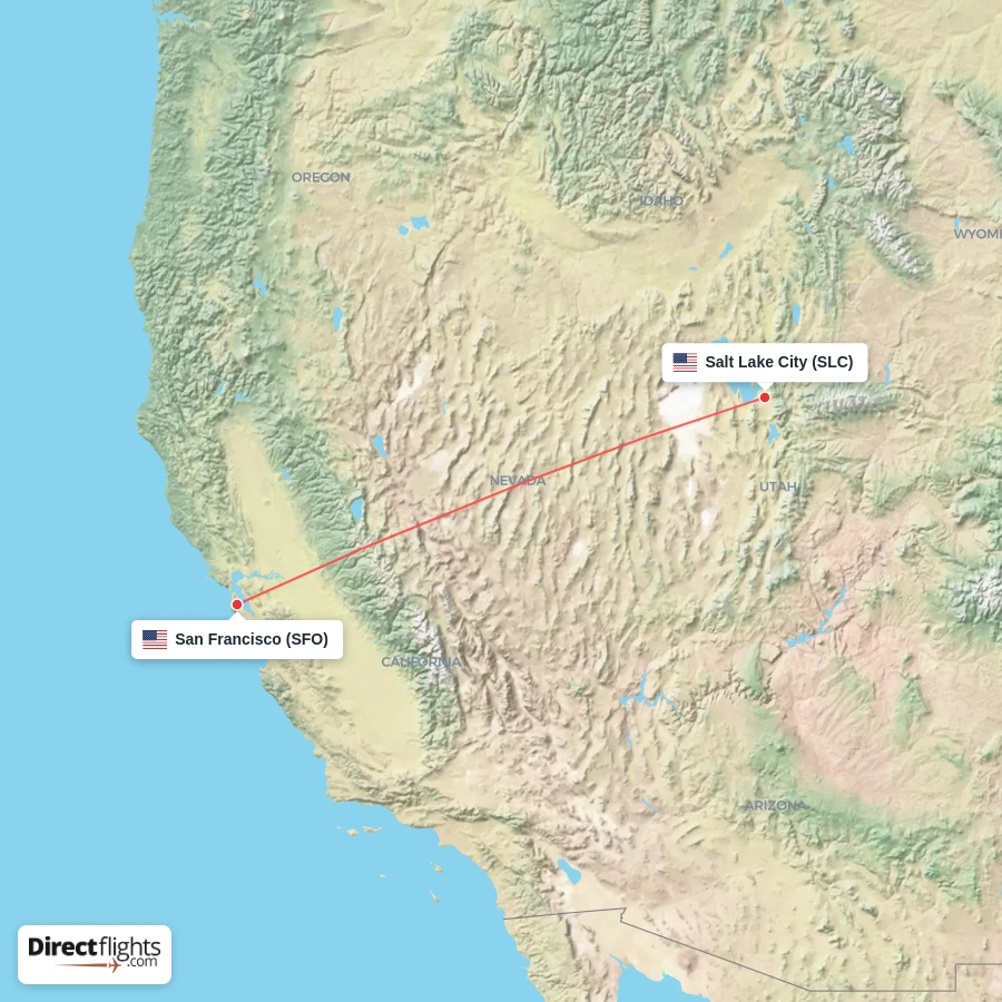 SFO - SLC route map