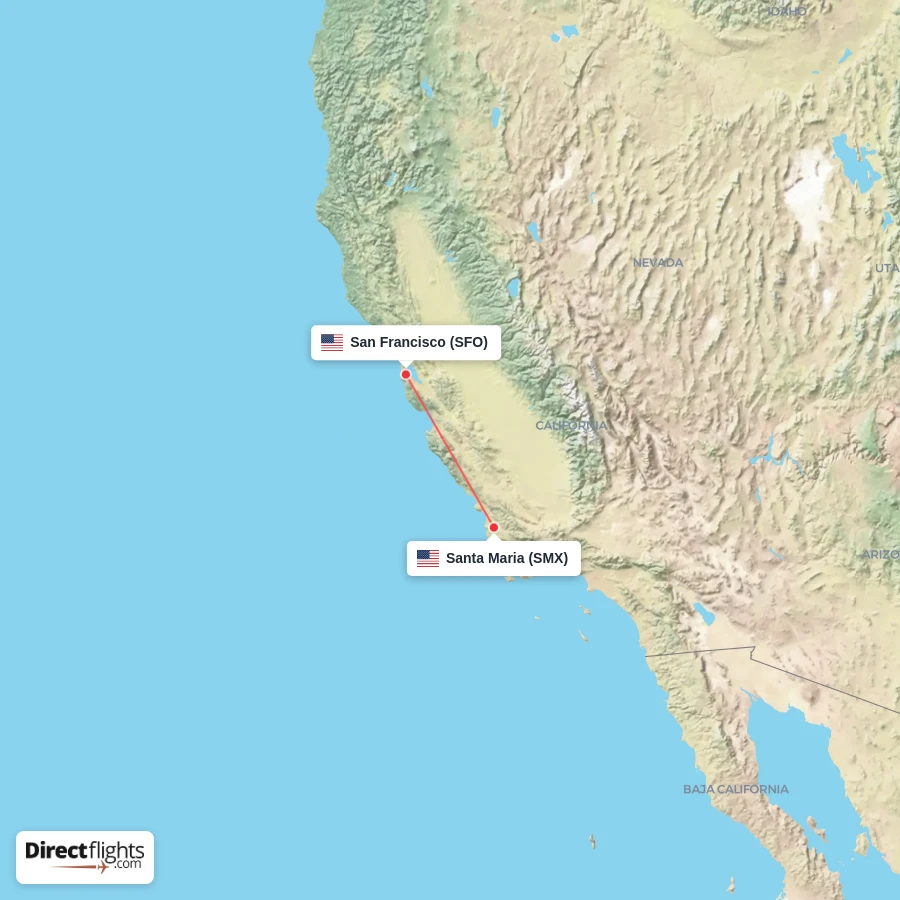 SFO - SMX route map