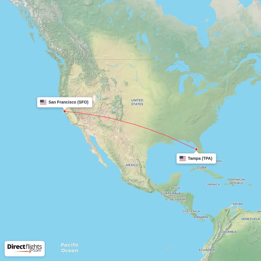 SFO - TPA route map