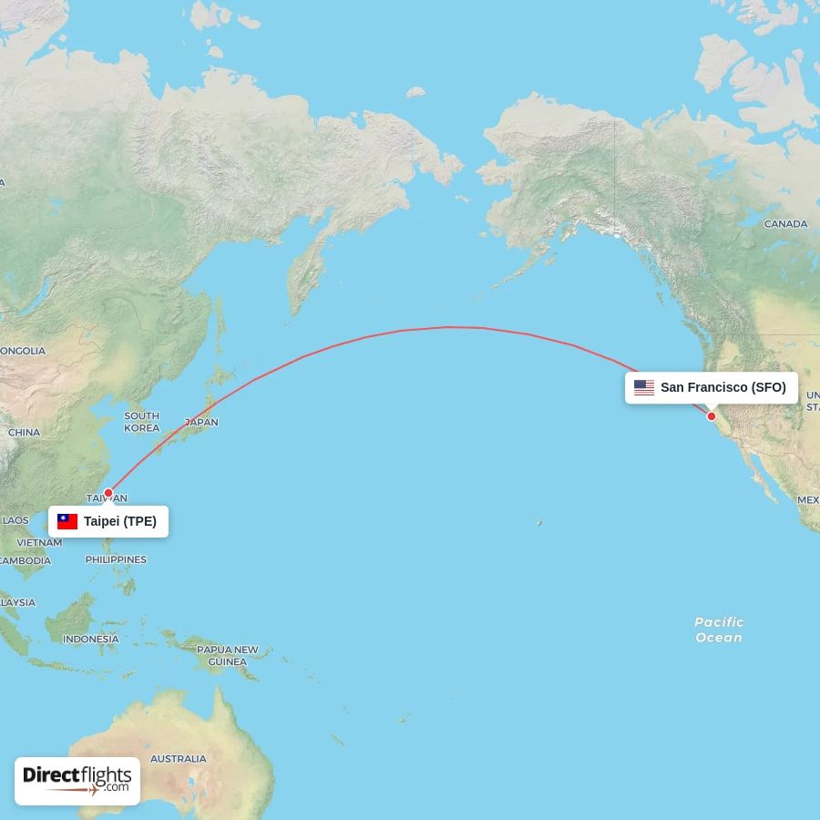 SFO - TPE route map