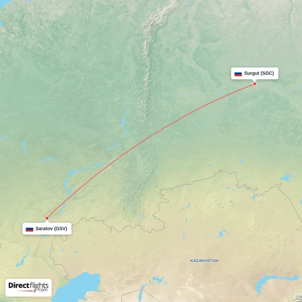 Surgut - Saratov direct flight map