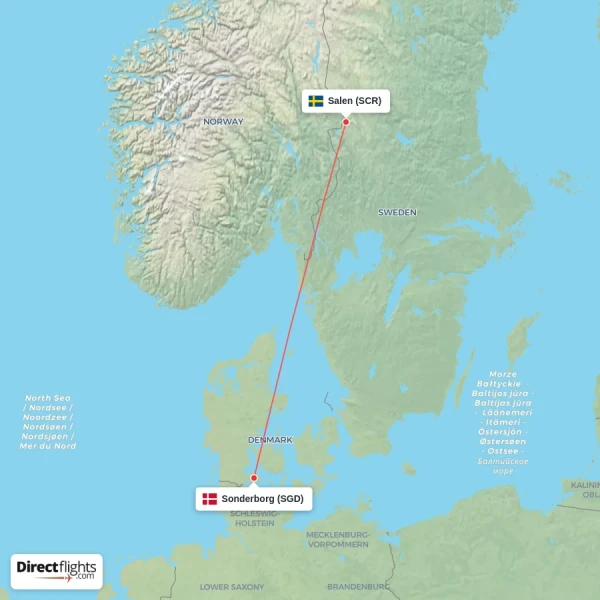Sonderborg - Salen direct flight map