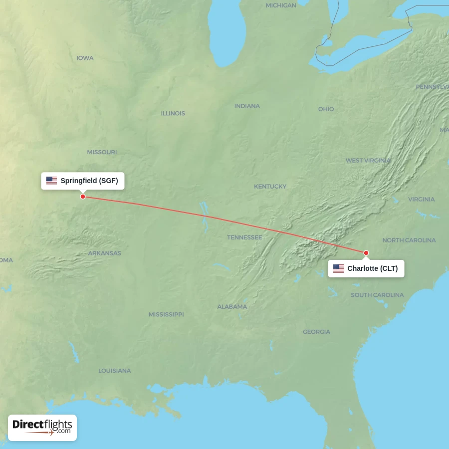 SGF - CLT route map