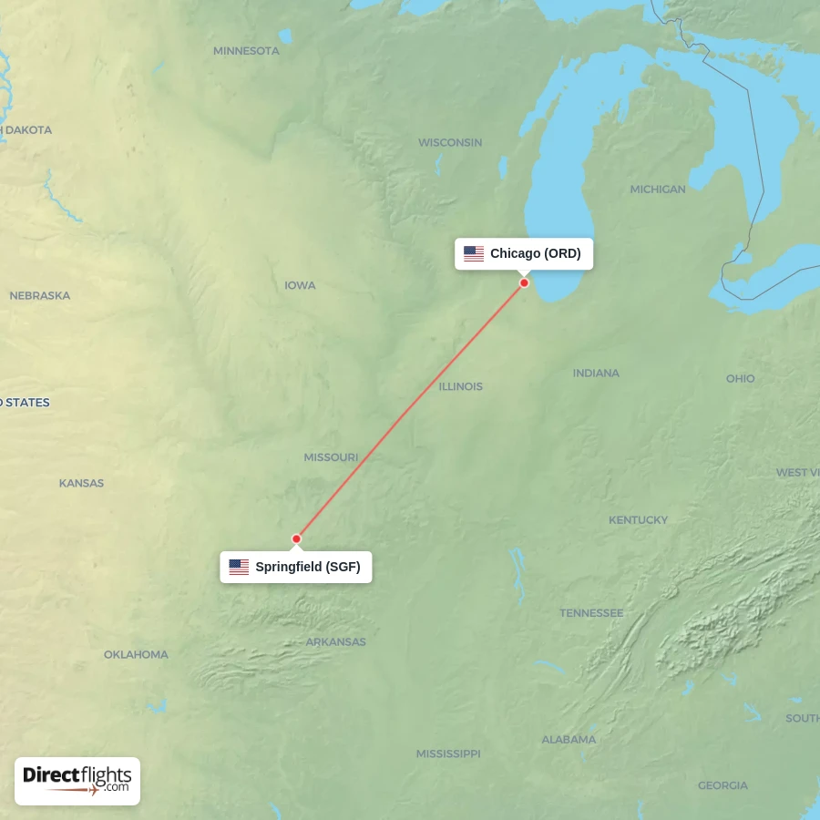 SGF - ORD route map