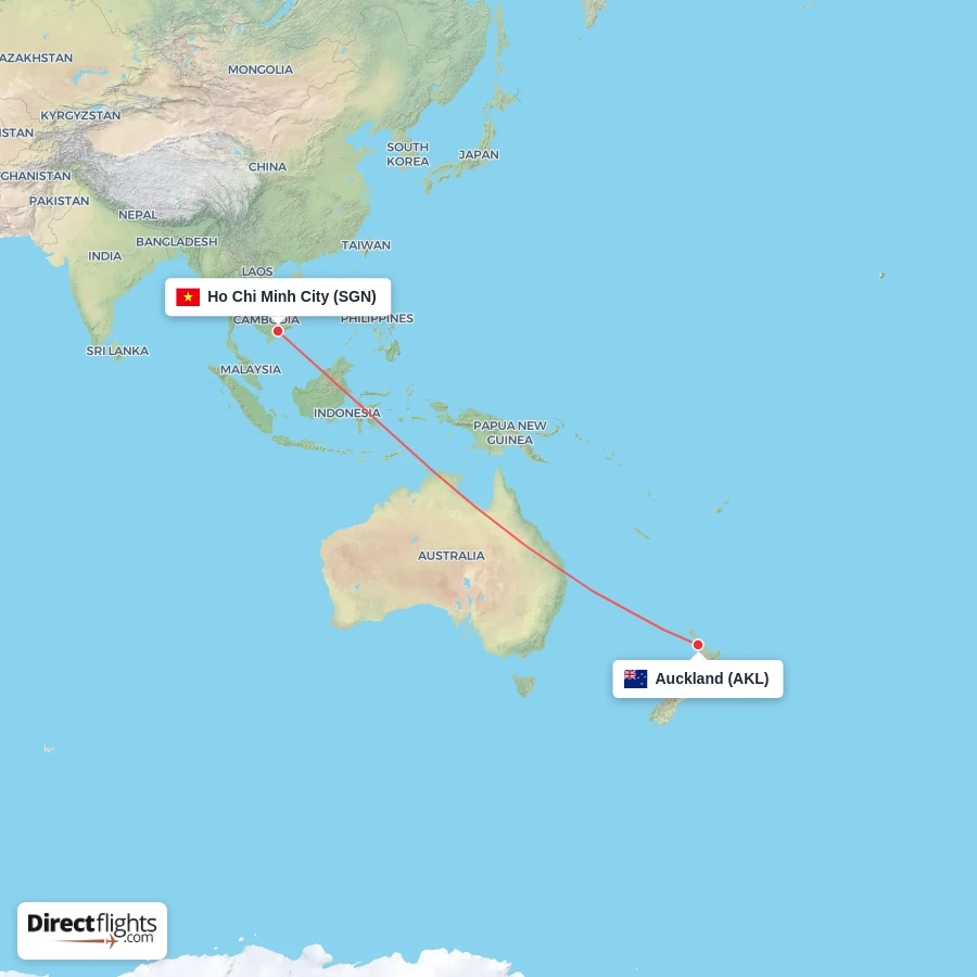 SGN - AKL route map