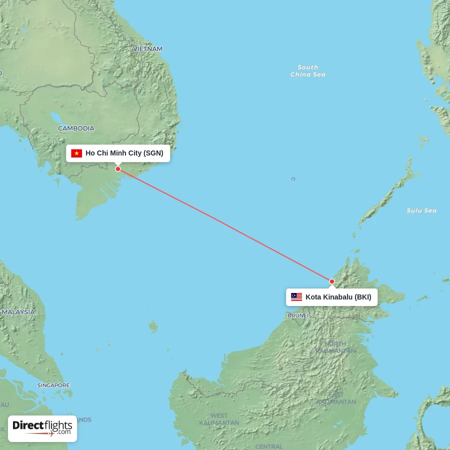 SGN - BKI route map