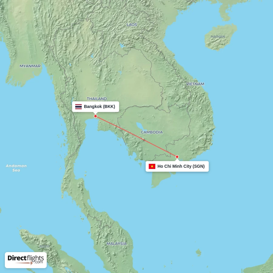SGN - BKK route map