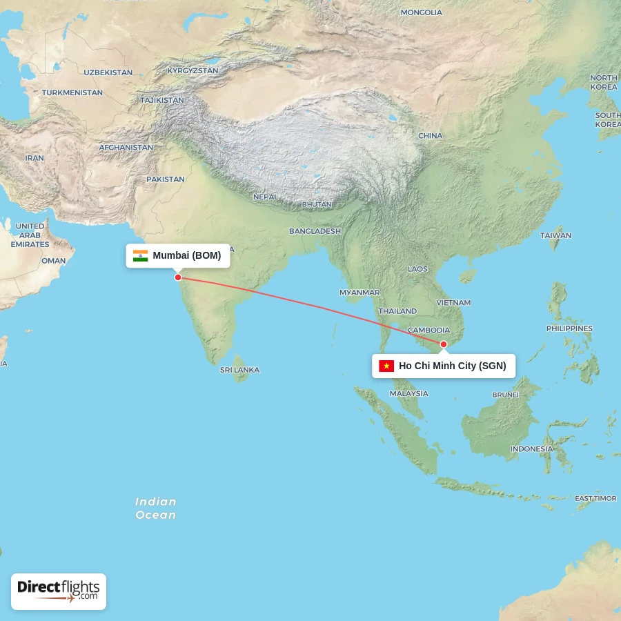 SGN - BOM route map