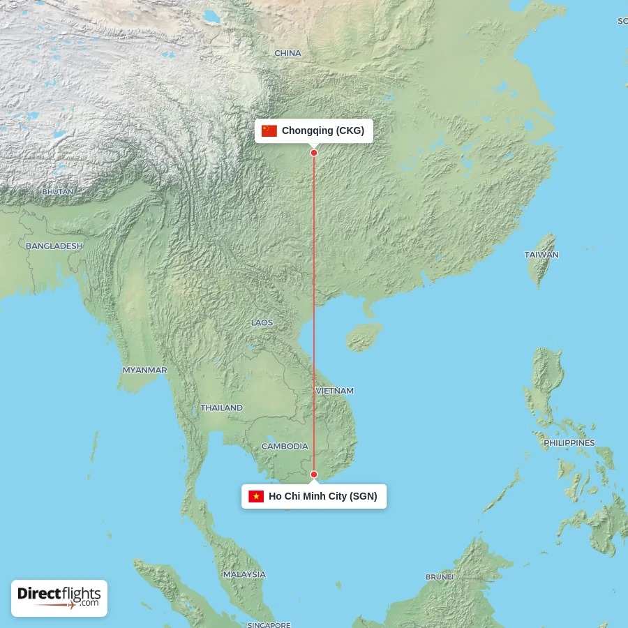SGN - CKG route map