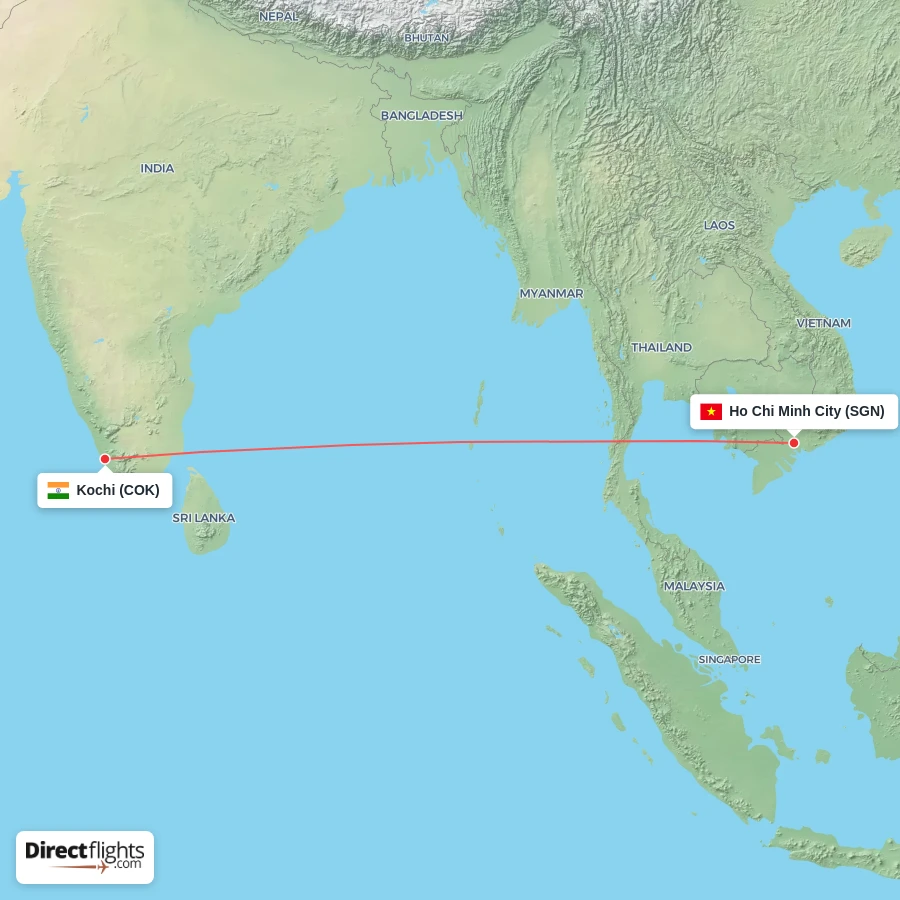 SGN - COK route map