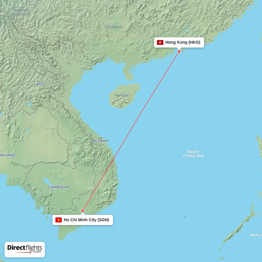 SGN - HKG route map