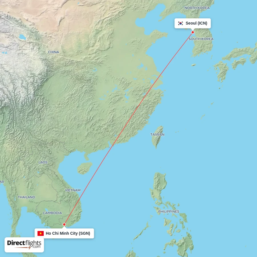 SGN - ICN route map