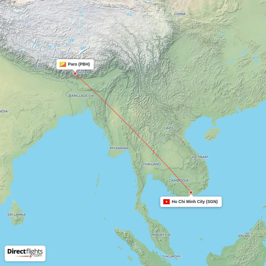 SGN - PBH route map