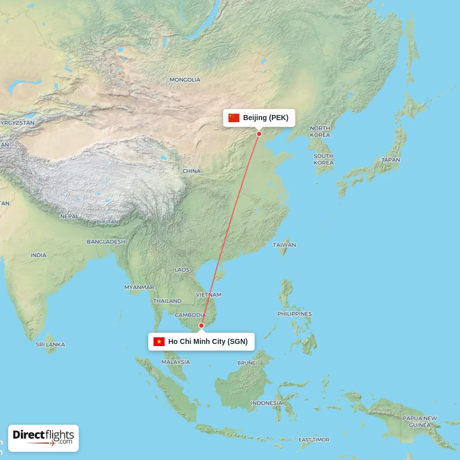 SGN - PEK route map