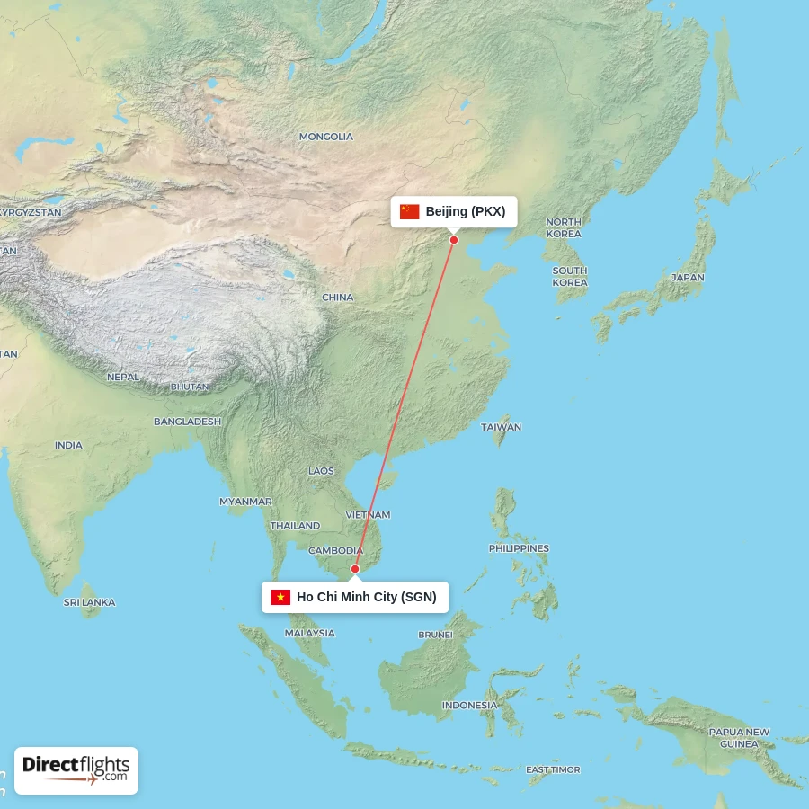 SGN - PKX route map