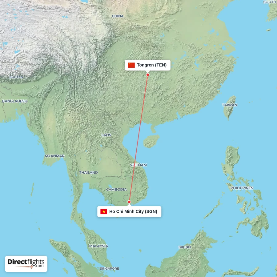 SGN - TEN route map