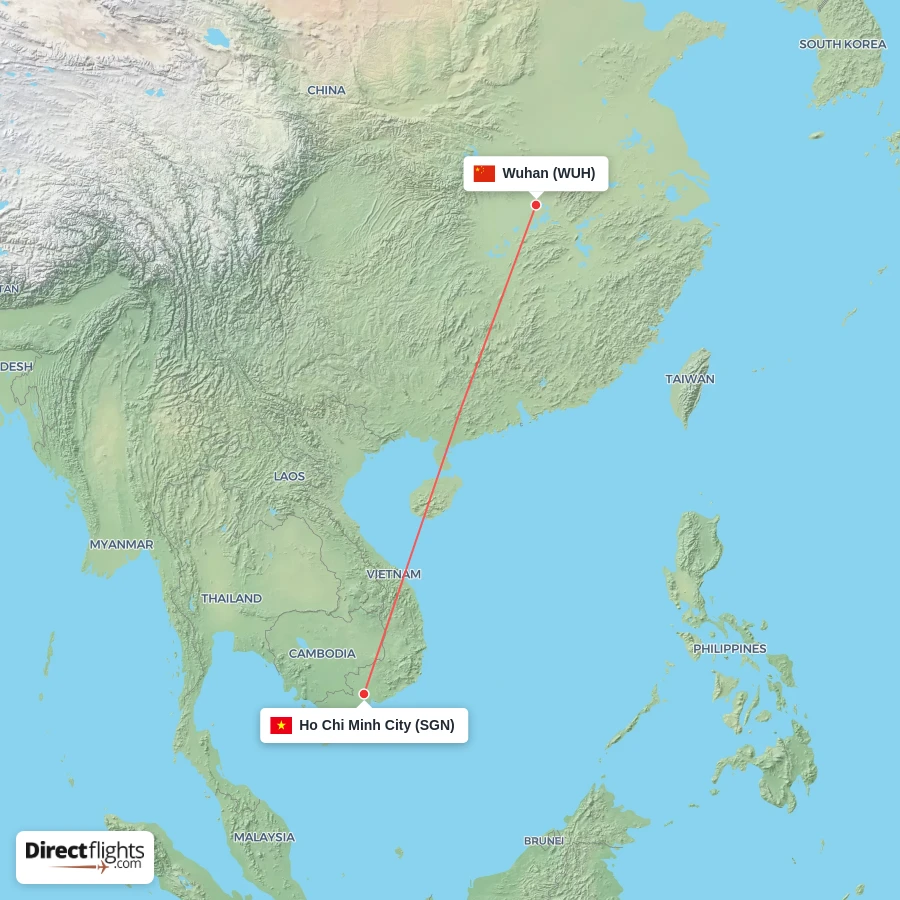 SGN - WUH route map
