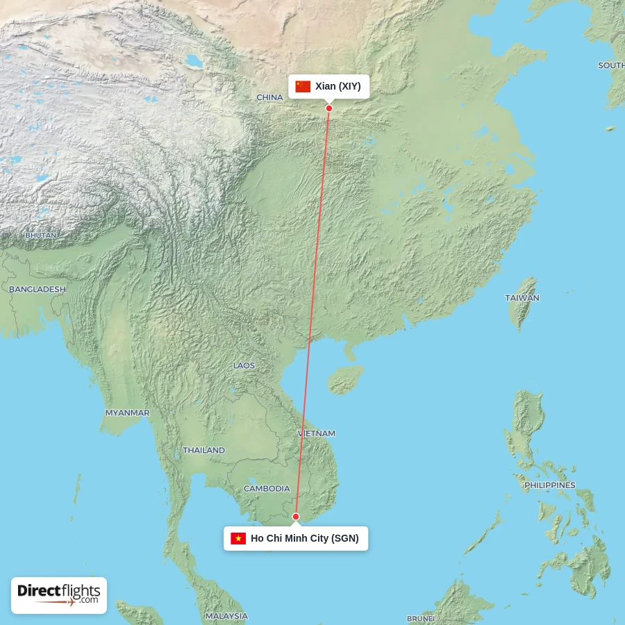 SGN - XIY route map