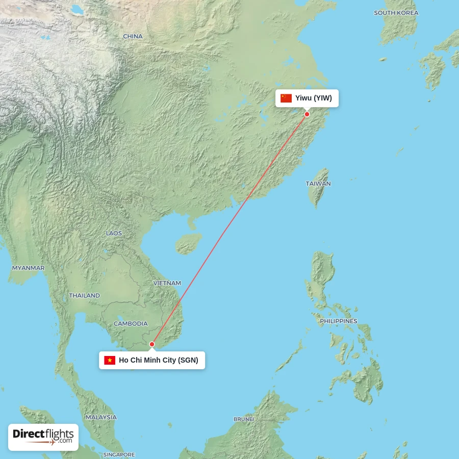 SGN - YIW route map