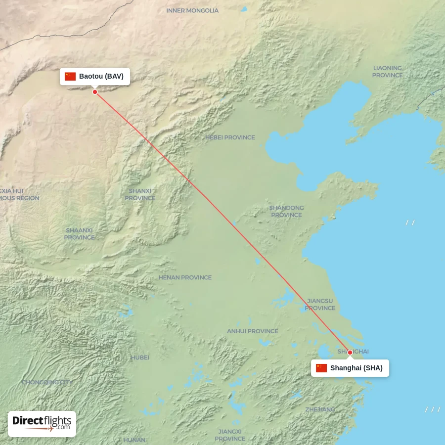 SHA - BAV route map