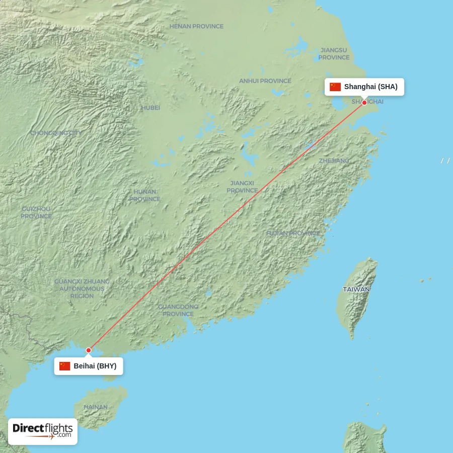 SHA - BHY route map