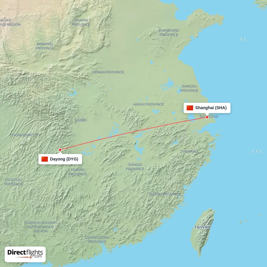 SHA - DYG route map