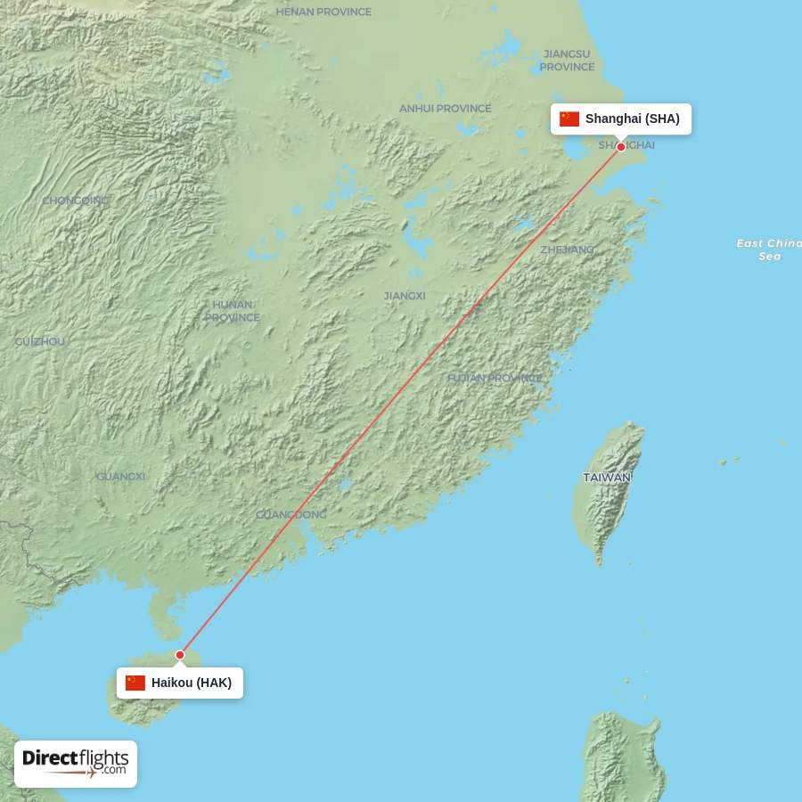 SHA - HAK route map