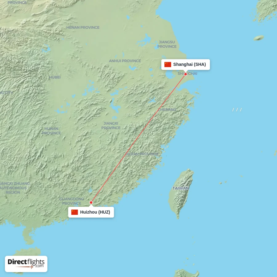 SHA - HUZ route map
