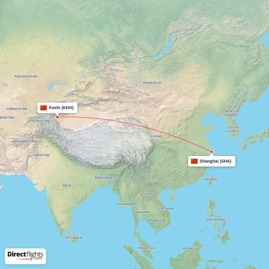 SHA - KHG route map