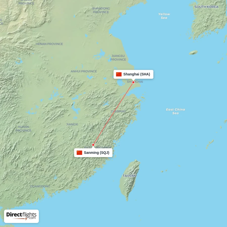 SHA - SQJ route map