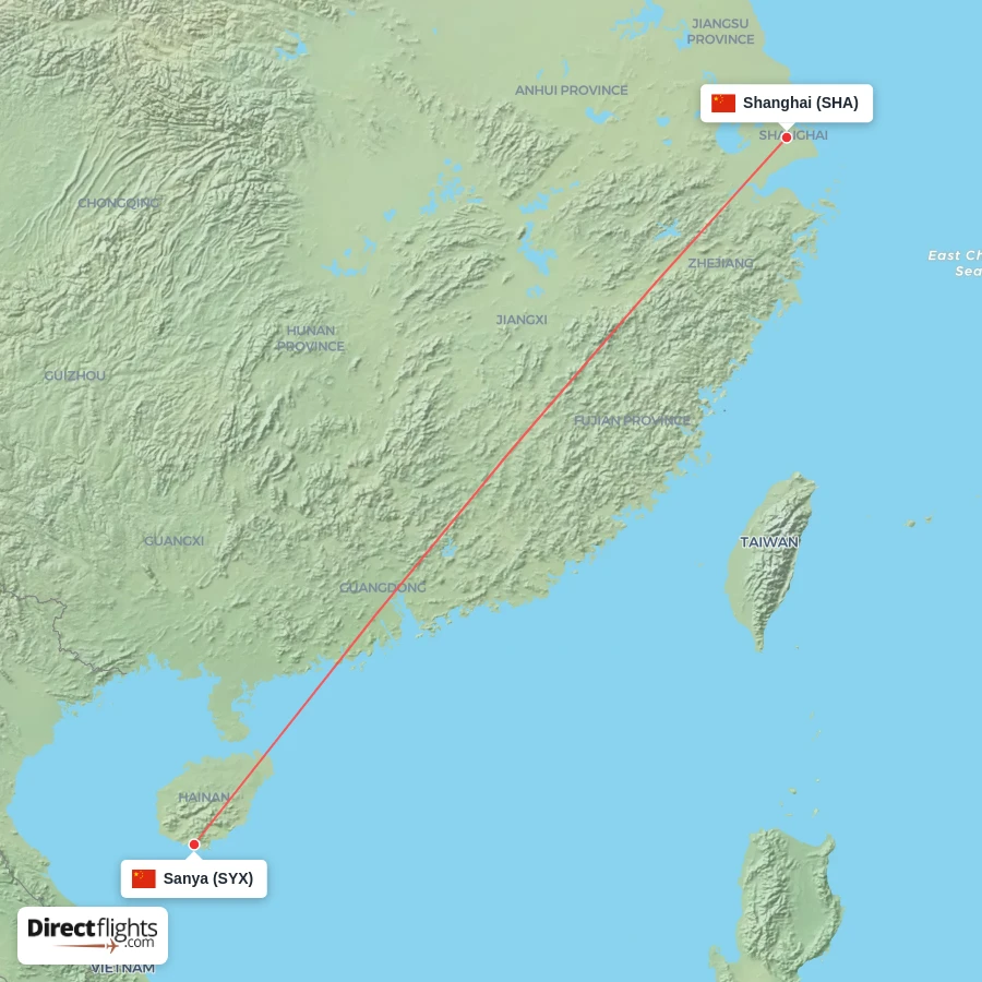 SHA - SYX route map