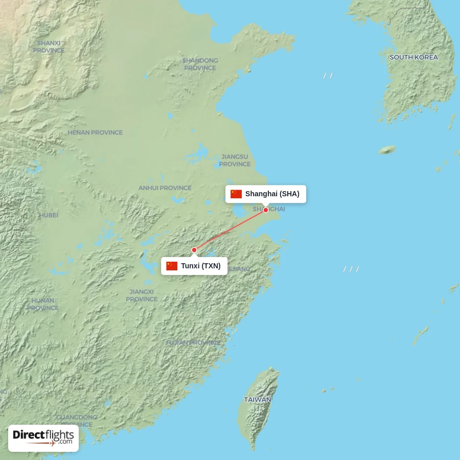 SHA - TXN route map