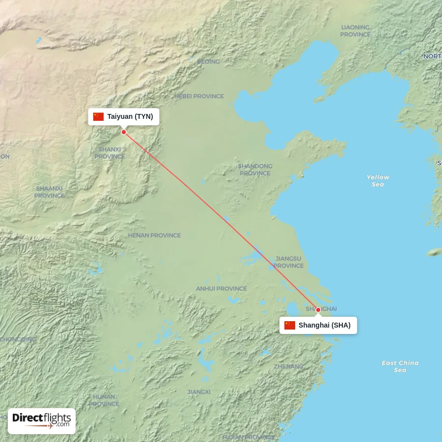 SHA - TYN route map